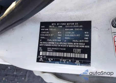 2012 Ford Transit Connect Xl z USA, uszkodzony, nr VIN NM0LS6AN2CT114246